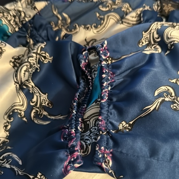 Nue Options elastic waist 3/4 sleeves split neckline satin feel top blouse M - Picture 6 of 6